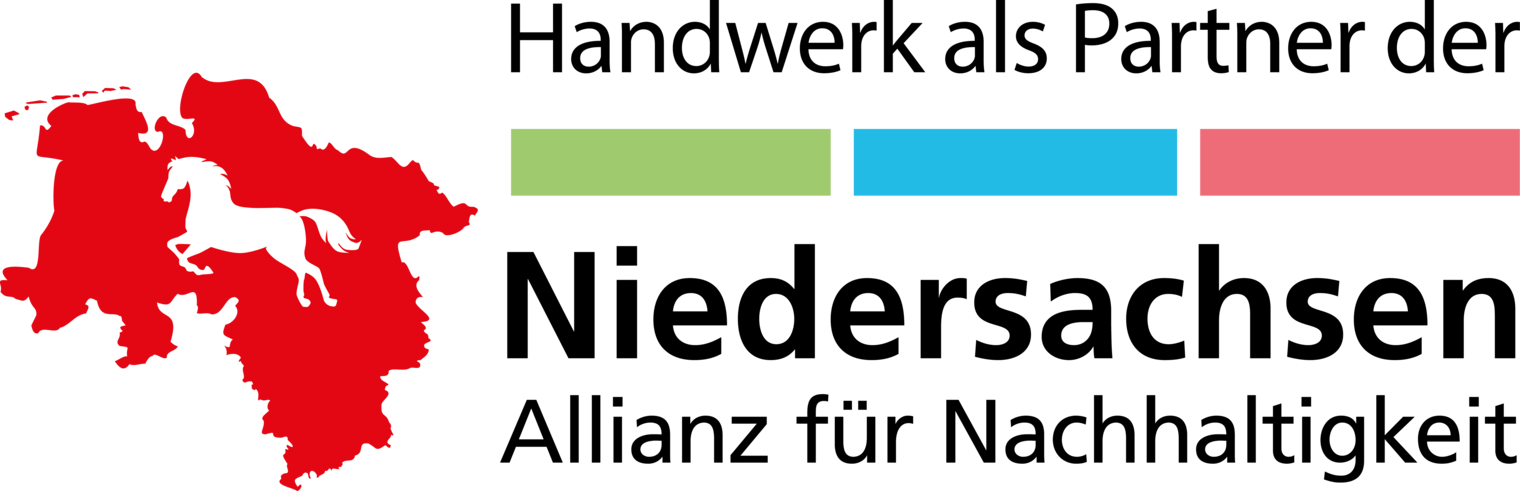 Logo der Niedersachsen Allianz für Nachhaltigkeit mit roter Karte von Niedersachsen