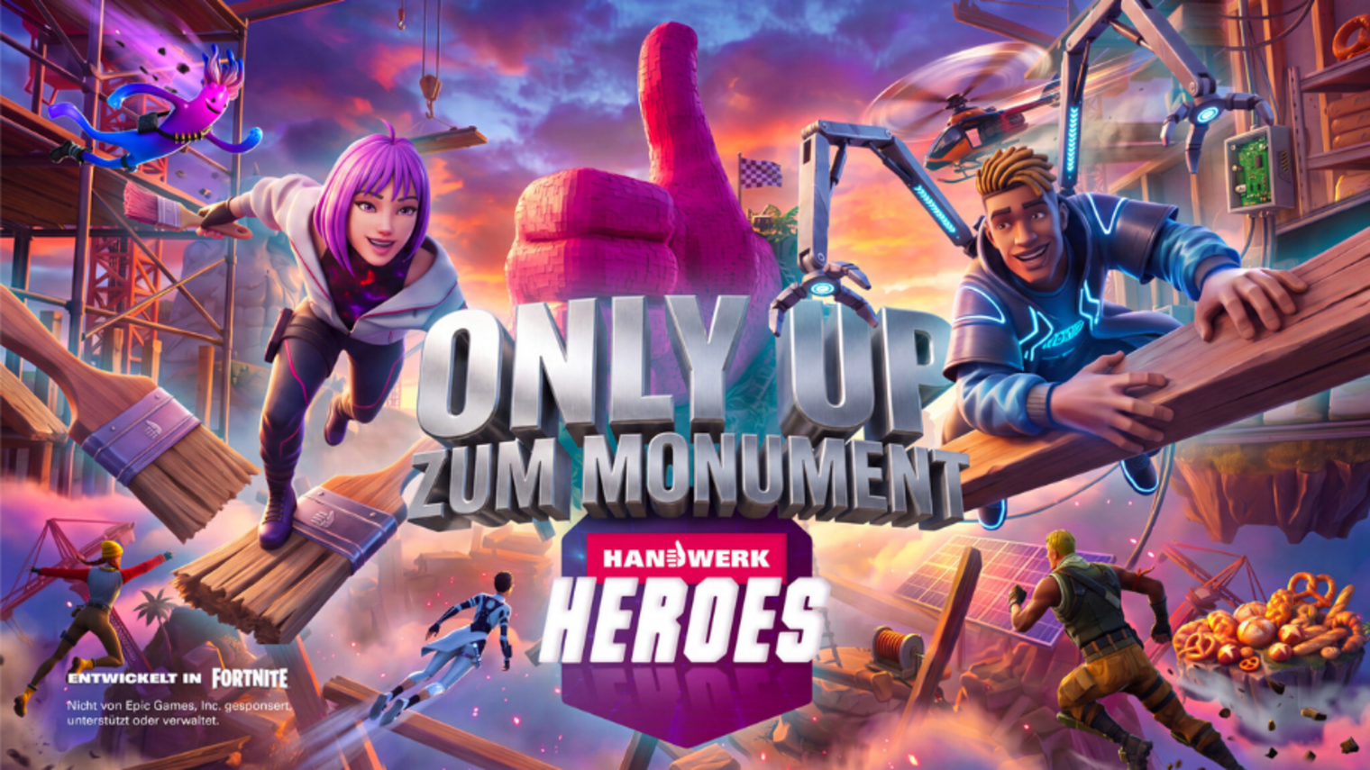 Key-Visual zur Gaming-Aktion von "Das Handwerk" im Spiel "Fortnite"